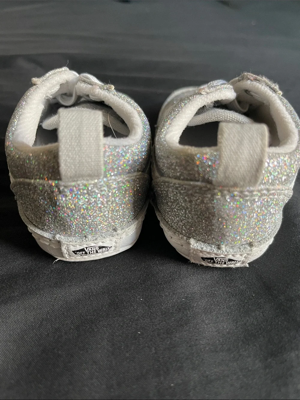 Vans Infant Glitter Silver Slip-On Sneakers Size 3.0 Baby Shoes Sparkle NWOT